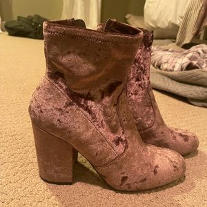 Velvet heeled boots